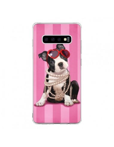 Coque Samsung S10 Chien Dog Fashion Collier Perles Lunettes Coeur - Maryline Cazenave