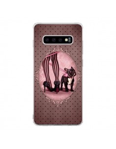 Coque Samsung S10 Lady Jambes Chien Dog Rose Pois Noir -...