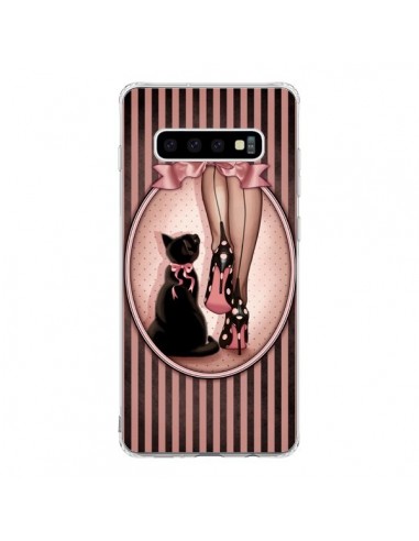 Coque Samsung S10 Lady Chat Noeud Papillon Pois Chaussures - Maryline Cazenave