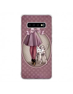 Coque Samsung S10 Lady Chien Dog Dalmatien Robe Pois -...