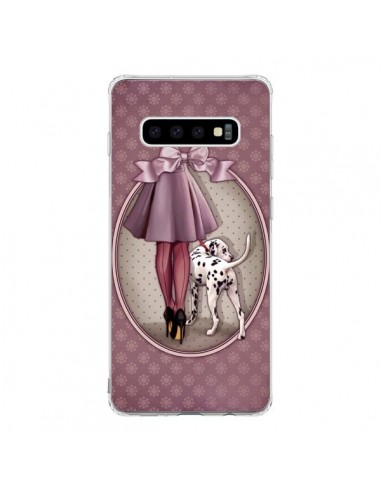 Coque Samsung S10 Lady Chien Dog Dalmatien Robe Pois - Maryline Cazenave
