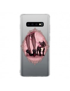 Coque Samsung S10 Lady Jambes Chien Bulldog Dog Rose Pois...
