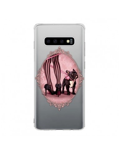 Coque Samsung S10 Lady Jambes Chien Bulldog Dog Rose Pois Noir Transparente - Maryline Cazenave