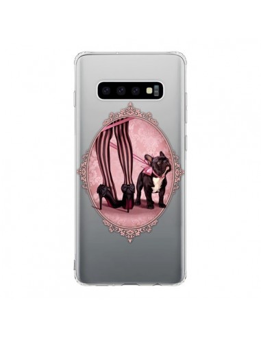 Coque Samsung S10 Lady Jambes Chien Bulldog Dog Rose Pois Noir Transparente - Maryline Cazenave