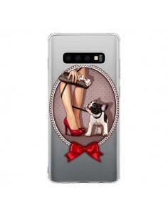 Coque Samsung S10 Lady Jambes Chien Bulldog Dog Pois...