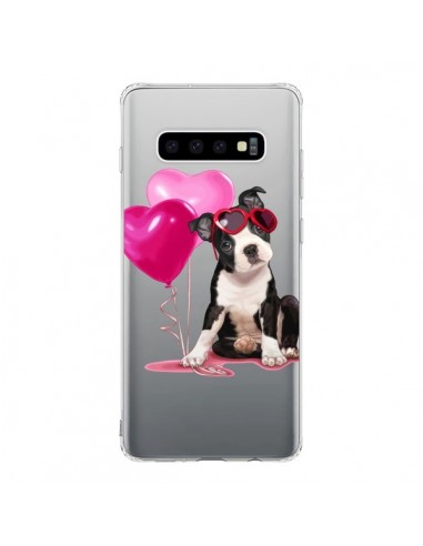 Coque Samsung S10 Chien Dog Ballon Lunettes Coeur Rose Transparente - Maryline Cazenave