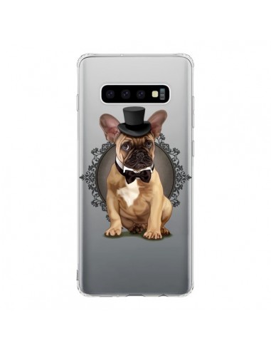 Coque Samsung S10 Chien Bulldog Noeud Papillon Chapeau Transparente - Maryline Cazenave