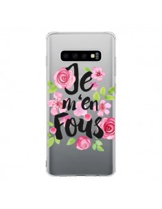 Coque Samsung S10 Je M'en Fous Fleurs Transparente -...