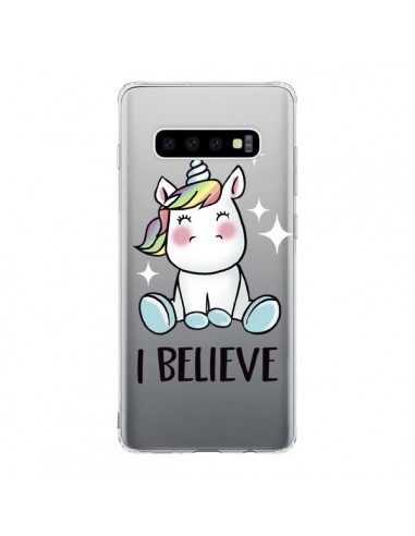 Coque Samsung S10 Licorne I Believe Transparente - Maryline Cazenave