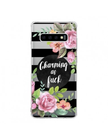 Coque Samsung S10 Charming as Fuck Fleurs Transparente - Maryline Cazenave