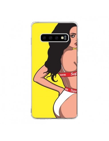 Coque Samsung S10 Pop Art Femme Jaune - Mikadololo