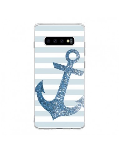 Coque Samsung S10 Ancre Bleu Navire - Monica Martinez