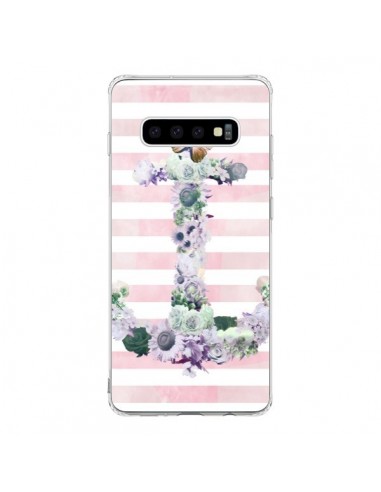 Coque Samsung S10 Ancre Rose Fleurs Navire - Monica Martinez