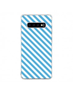 Coque Samsung S10 Bonbon Candy Bleue et Blanche Rayée - Nico