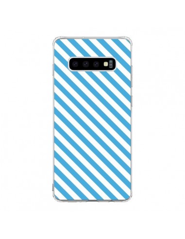 Coque Samsung S10 Bonbon Candy Bleue et Blanche Rayée - Nico