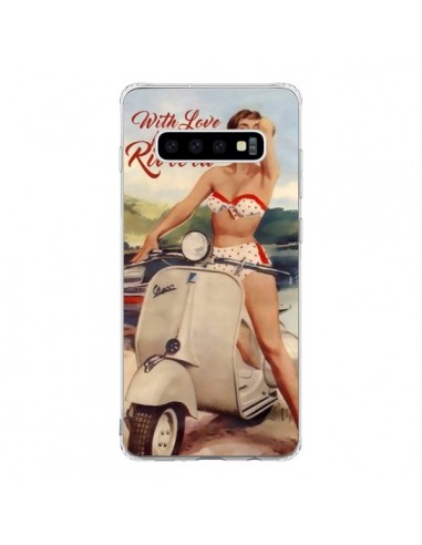 Coque Samsung S10 Pin Up With Love From the Riviera Vespa Vintage - Nico