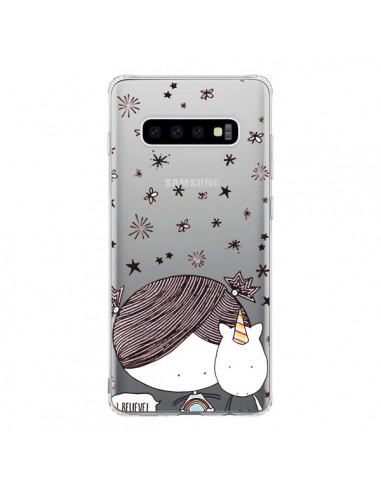 Coque Samsung S10 Petite Fille et Licorne I Believe Transparente - Nico