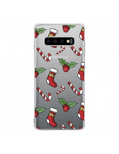 Coque Samsung S10 Chaussette Sucre d'Orge Houx de Noël transparente - Nico