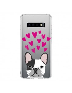Coque Samsung S10 Bulldog Français Coeurs Chien...