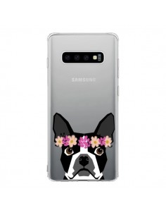 Coque Samsung S10 Boston Terrier Fleurs Chien...