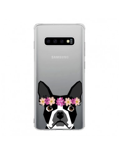 Coque Samsung S10 Boston Terrier Fleurs Chien Transparente - Pet Friendly