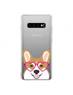 Coque Samsung S10 Chien Marrant Lunettes Coeurs...