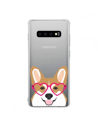 Coque Samsung S10 Chien Marrant Lunettes Coeurs Transparente - Pet Friendly
