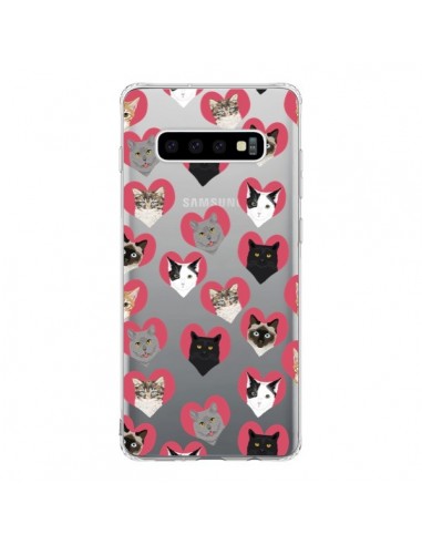 Coque Samsung S10 Chats Coeurs Transparente - Pet Friendly