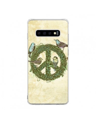 Coque Samsung S10 Peace And Love Nature Oiseaux - Rachel Caldwell