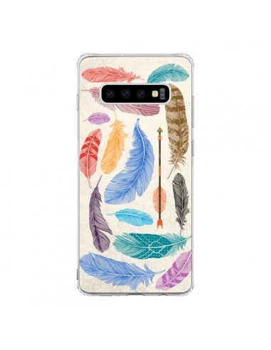 Coque Samsung S10 Feather Plumes Multicolores - Rachel Caldwell