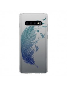 Coque Samsung S10 Plume Feather Fly Away Transparente -...