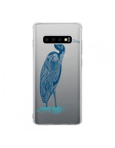 Coque Samsung S10 Heron Blue Oiseau Transparente - Rachel Caldwell