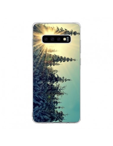 Coque Samsung S10 Hiver Paysage Neige Montagnes Sapins Ski - R Delean