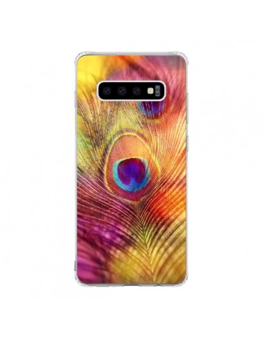 Coque Samsung S10 Plume de Paon Multicolore - Sylvia Cook