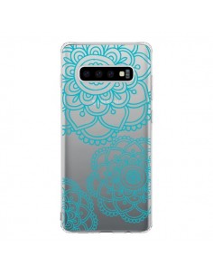 Coque Samsung S10 Mandala Bleu Aqua Doodle Flower...