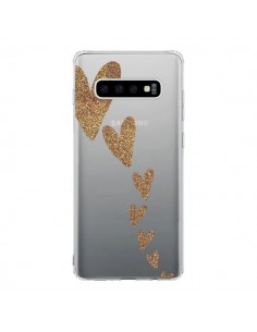 Coque Samsung S10 Coeur Falling Gold Hearts Transparente...