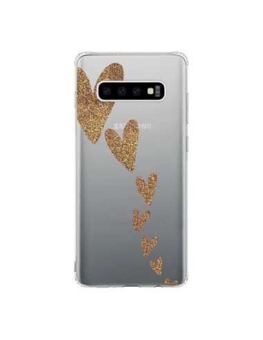 Coque Samsung S10 Coeur Falling Gold Hearts Transparente - Sylvia Cook