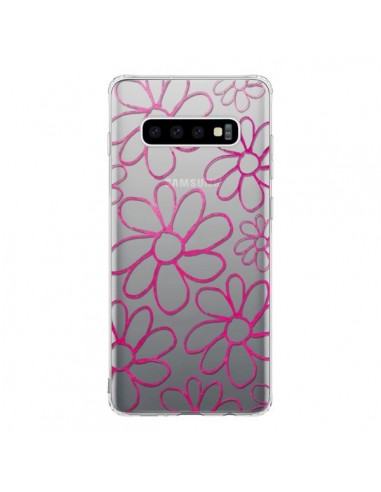 Coque Samsung S10 Flower Garden Pink Fleur Transparente - Sylvia Cook