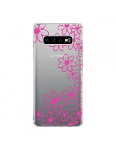 Coque Samsung S10 Pink Flowers Fleurs Roses Transparente - Sylvia Cook