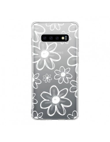 Coque Samsung S10 Mandala Blanc White Flower Transparente - Sylvia Cook