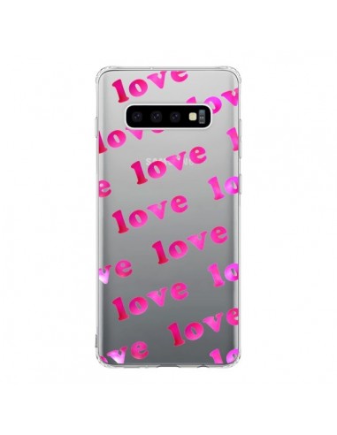 Coque Samsung S10 Pink Love Rose Transparente - Sylvia Cook