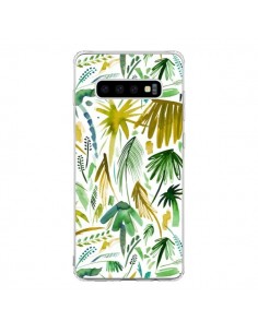Coque Samsung S10 Brushstrokes Tropical Palms Green -...