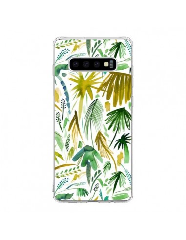 Coque Samsung S10 Brushstrokes Tropical Palms Green - Ninola Design