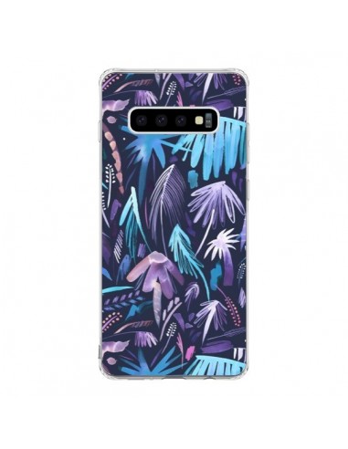 Coque Samsung S10 Brushstrokes Tropical Palms Navy - Ninola Design