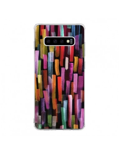 Coque Samsung S10 Colorful Brushstrokes Black - Ninola Design
