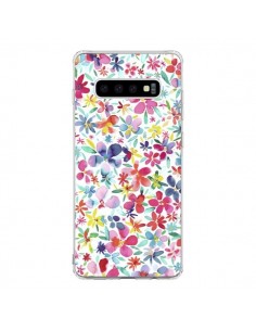 Coque Samsung S10 Colorful Flowers Petals Blue - Ninola...