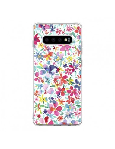 Coque Samsung S10 Colorful Flowers Petals Blue - Ninola Design