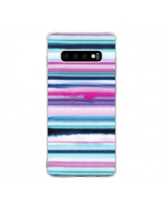 Coque Samsung S10 Degrade Stripes Watercolor Pink -...