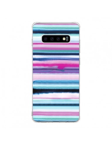 Coque Samsung S10 Degrade Stripes Watercolor Pink - Ninola Design