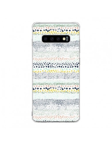 Coque Samsung S10 Little Textured Dots Green - Ninola Design